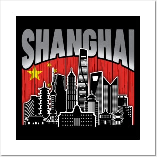 Shanghai China Chinese Flag Posters and Art